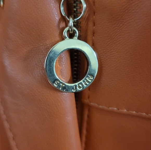 St. John Sport by Marie Gray Leather Jacket - Picture 3 of 11